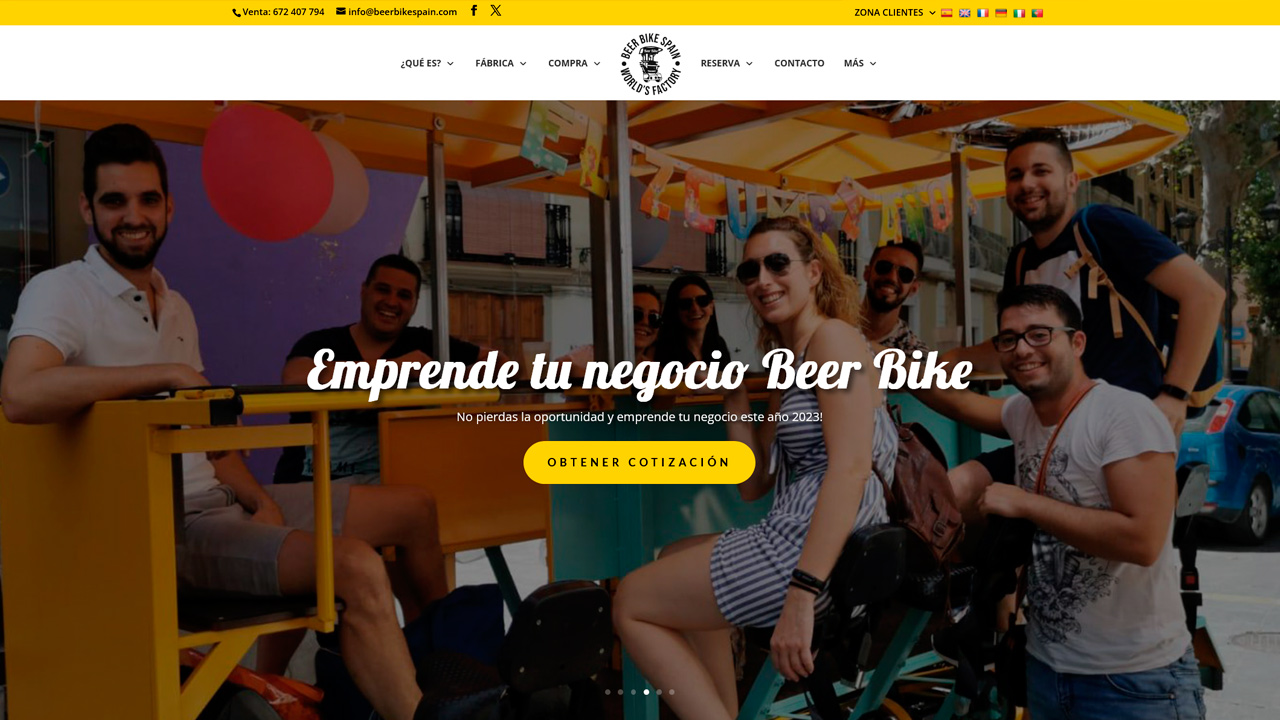 Diseño web de ocio y eventos para Beer Bike Spain Valencia